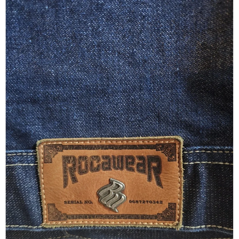 Vintage Y2K Rocawear Dark Denim‎ Jacket XL Embroidered Logo Hip Hop Streetwear